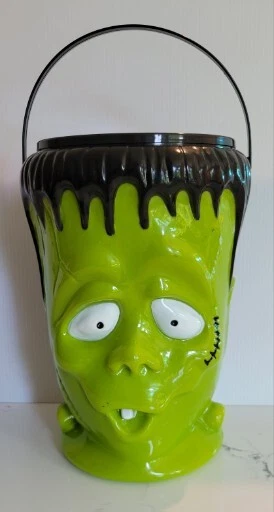 Chupa Chups Frankenstein Monster Head Blow Mold Halloween Candy Pail Bucket
