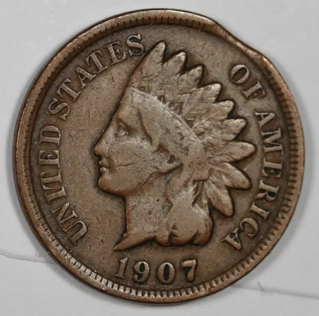 1907 Indian Head Cent.  Clipped Planchet.  196470