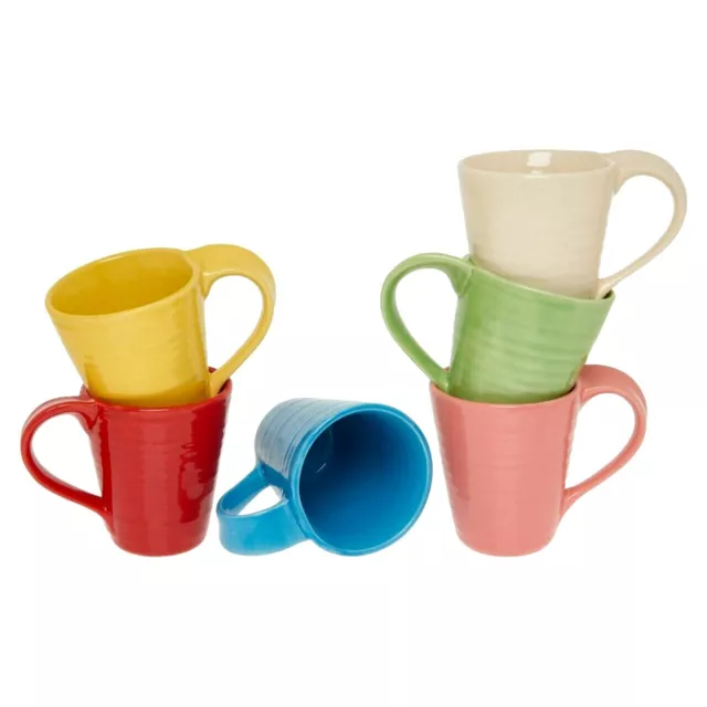 Stoneware mugs Set of 6 mugs Handmade mug Multi Coloured Coffee Large Mugs 350ml 3