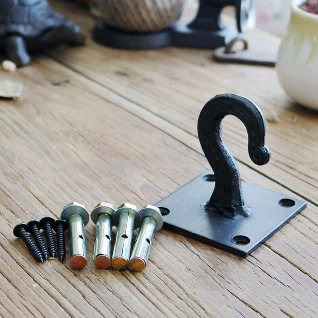 Cast Iron Ceiling Hook with Screws Black Kitchen Beam Hanging Basket Hanger