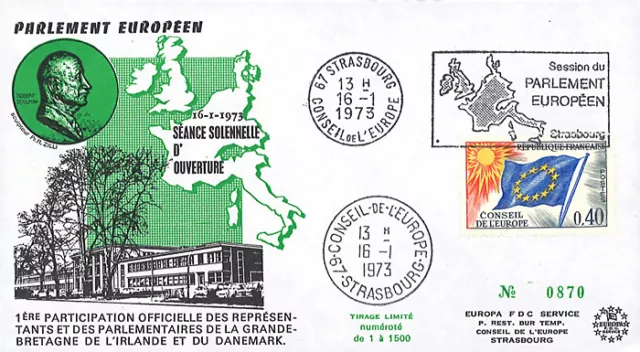 AP106 : 1973 - FDC European Parliament "1st session of EEC in 9 Member States"