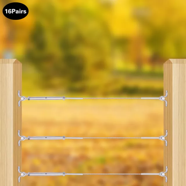 Cable Railing Kit 1/8" 0-180° 2-Hole Turnbuckle Base for Staircase Cable Railing