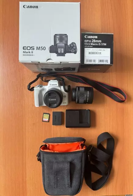 Canon EOS M50 Mark II 24.1MP Mirrorless Camera - White (EF-M 15-45mm...