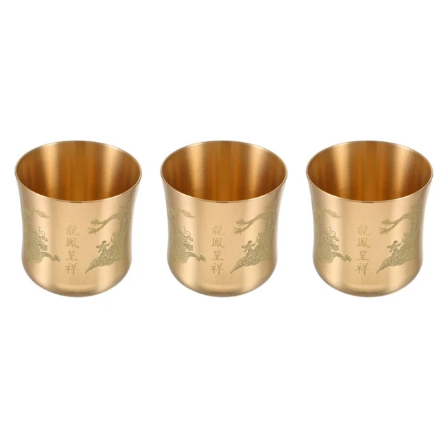 3 pz tazza da tè vintage vintage intagliata in rame antica tazza da tè versatile