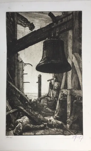 Graf  Oskar Artillery watcher with phantastic war- view in a church under a bell