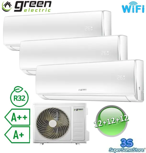 3S Climatiseur Green Electric Wifi R32 12000+12000+12000 Btu Inverter Trial Neuf