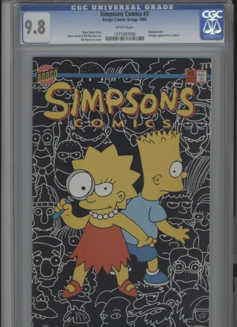 Simpsons Comics #3 Mt 9.8 Cgc White Pages Morrison Art And Cover Vance Story
