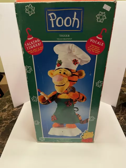 Vintage Talking/Bouncing Tigger 22" Animated Christmas Greeter Disney Pooh Telco