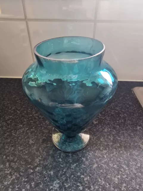 Teal Blue Glass Vase