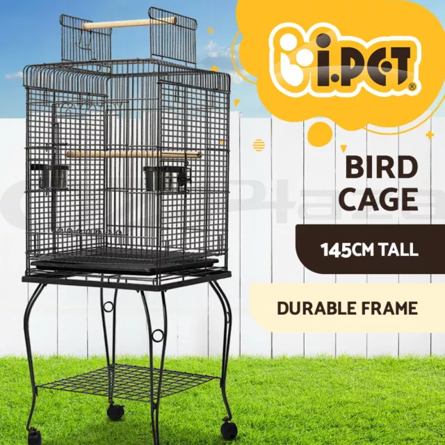 i.Pet Bird Cage Large Cages Aviary Parrot Travel Stand Budgie Toys Wheels 145CM