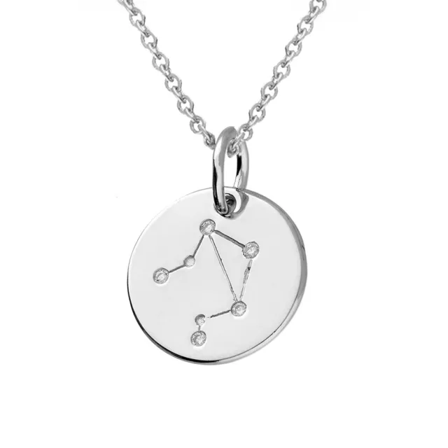 Solide 925 Argent Sterling Lucky Balance Étoile Constellation Zodiaque Collier