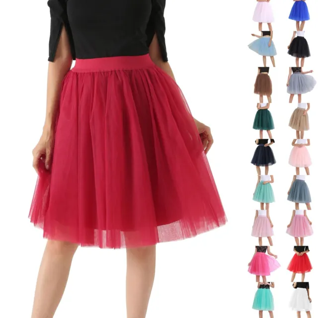 Carnevale New Women Tulle Skirts Knee Length Long Adult Tutu Layered Short Prom