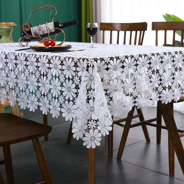 White Embroidery Tablecloth for Home Lace Hollow Tablecloth for Table Cover
