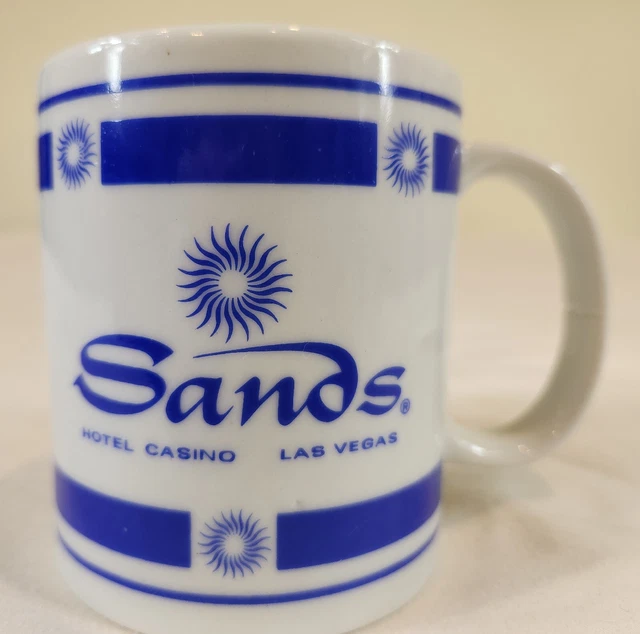 VINTAGE SANDS HOTEL & Casino Las Vegas Ceramic Coffee Mug Cup Blue