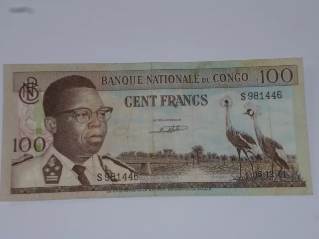 Banque Nationale Du Congo( Cent Francs)-Rare- Voir Scan