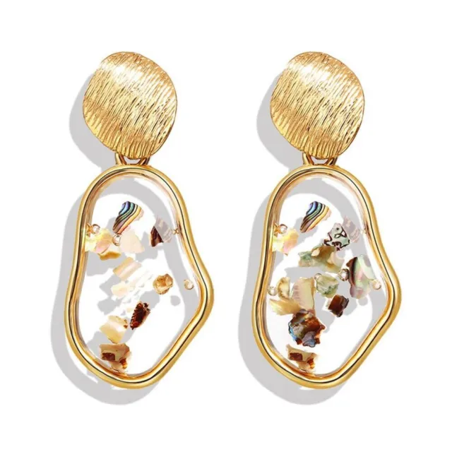 Fashion Geometric Irregular Shell Statement Acrylic Dangle Stud Earrings Jewelry