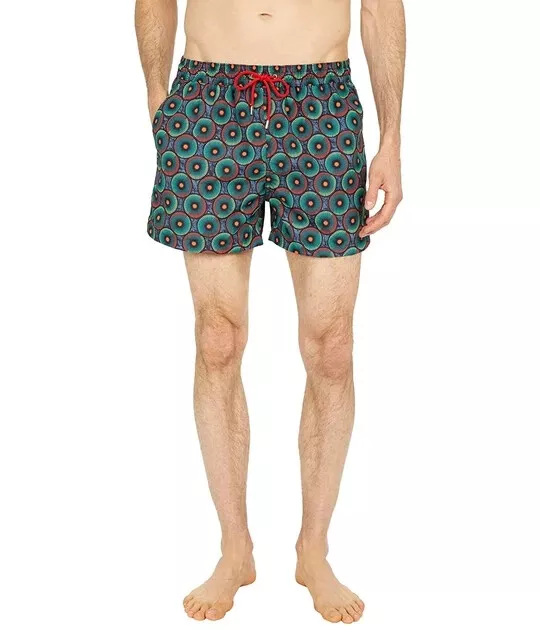 Paul Smith L122406 Mens Green Spiral Dome Print Swim Shorts Size M