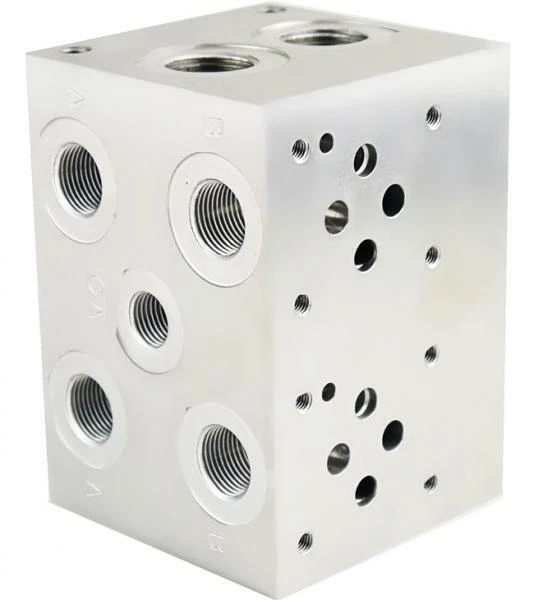 Piastra base 2x NG06 (CETOP 3), alluminio, con attacco manometro