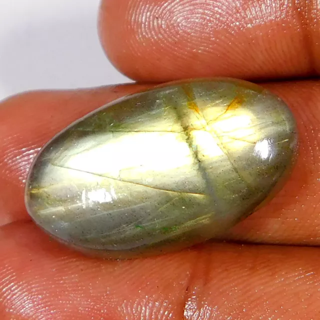 100% Natural Golden Labradorite 28.45Cts. Oval Cabochon Loose Gemstone