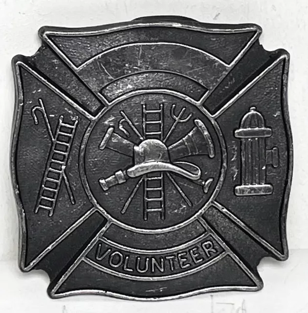 Vintage Volunteer Firefighter Belt Buckle Firemen Shield Emblem 2" X 2” 3