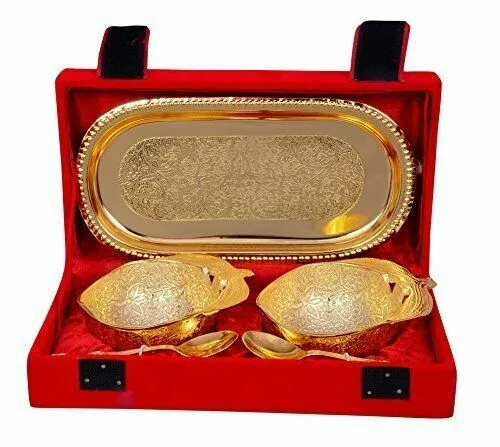 AC Anand Crafts Argento Placcato Oro Antico Ciotola Set Di 5 con Velluto