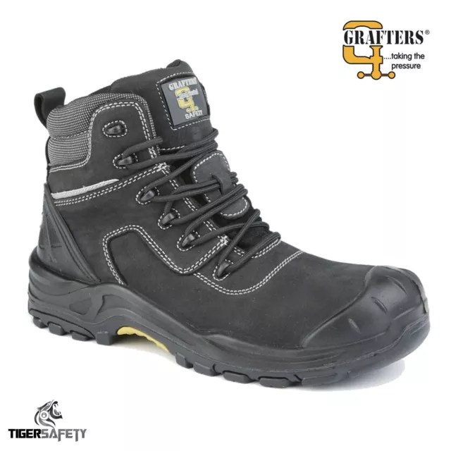 Grafters M426A Mens Black Waterproof Non-Metallic Composite Toe Cap Safety Boots