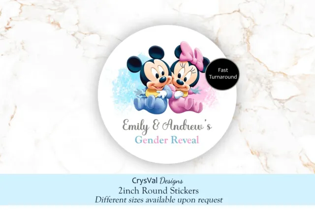 Mickey Minnie Gender Reveal Stickers, Gender Reveal Stickers