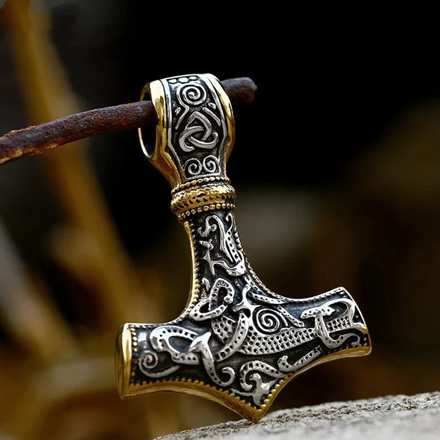 316L Stainless Steel Viking Thor's Hammer Mjolnir Pendant Necklace Jewelry