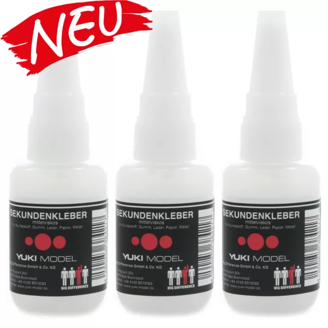 3x Yuki Model Colla Istantanea Industriale Modellismo Fondi Liquidi 20g