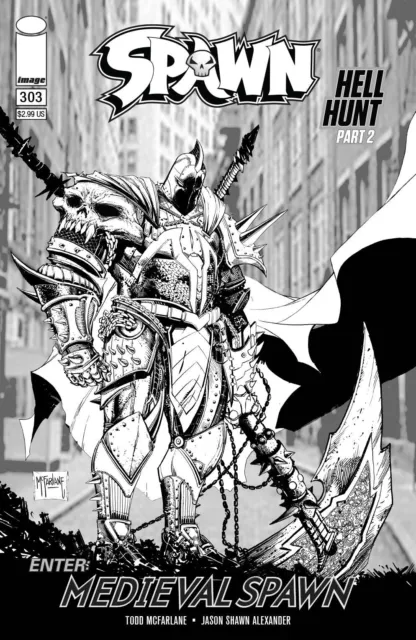 SPAWN 303 B&W VARIANT Cover C NM M 9.6 9.8 Todd McFarlane SPIDER-MAN Stock Image