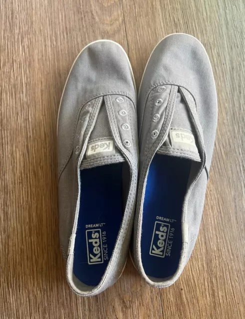 Keds Canvas Chillax Slip on  Shoes Gray Grey Drizzle Womens Sz 8 M (Laceless)