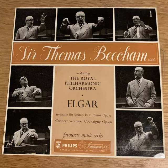 Elgar Sir Thomas Beecham Bart Royal Philharmonic Philips 10" Vinyl SBR6225