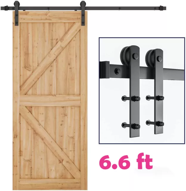Sliding Barn Door Hardware Kit 6.6FT Modern Closet Hang Style Track Rail Black