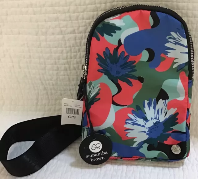 Samantha Brown To Go Nwt Double Compartment Sling Bag Orchid Camo
