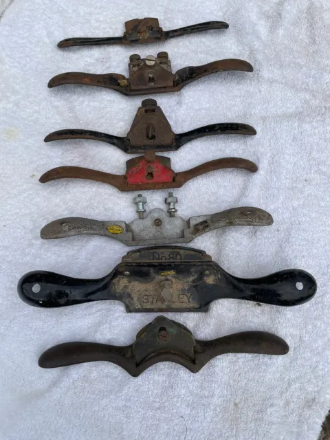 7 Vintage metal spoke shaves, inc RECORD & STANLEY for restoration.