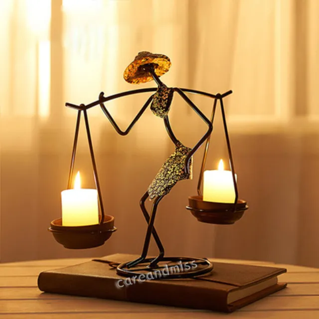 Retro Creative Wrought Iron Doll Candlestick Home Bedroom Romantic Candle Holder
