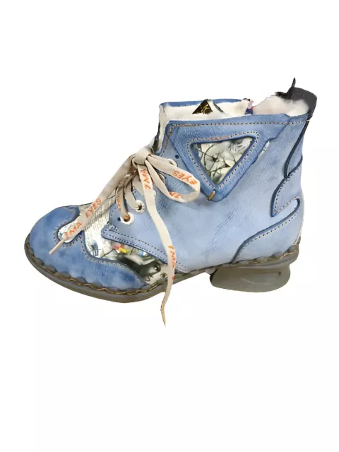 TMA 5171 Bottines Femme Cuir Véritable Bottes Fourrées Bleu Gr. 41 Neuf