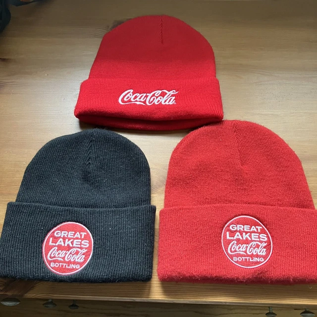 (3) Coca Cola Beanie Hats Three Soda Pop Coke