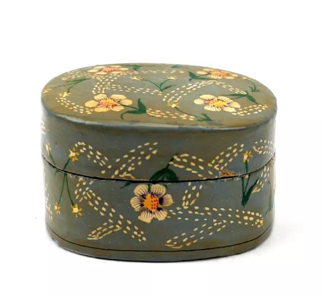 Vintage Small Chinese Asian Lacquer Trinket Jewelry Box With Lid Floral #C3