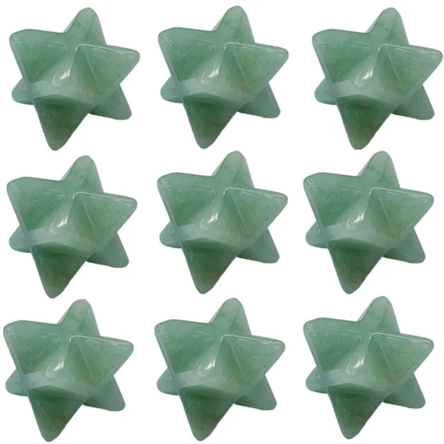 20pcs 25mm Natural Green Aventurine Stone Merkaba Star Healing Reiki Adventurine