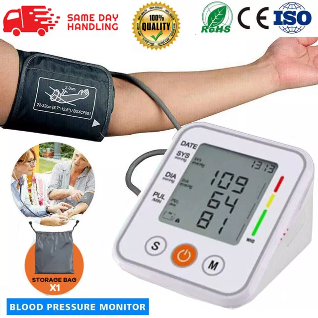 Upper Arm Blood Pressure Monitor Digital BP Cuff Machine Automatic Pulse Meter