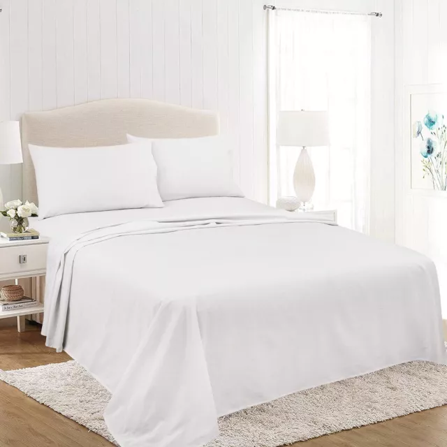 Royale Linens Soft Home Brushed Percale Ultra 100% Cotton, Queen, White