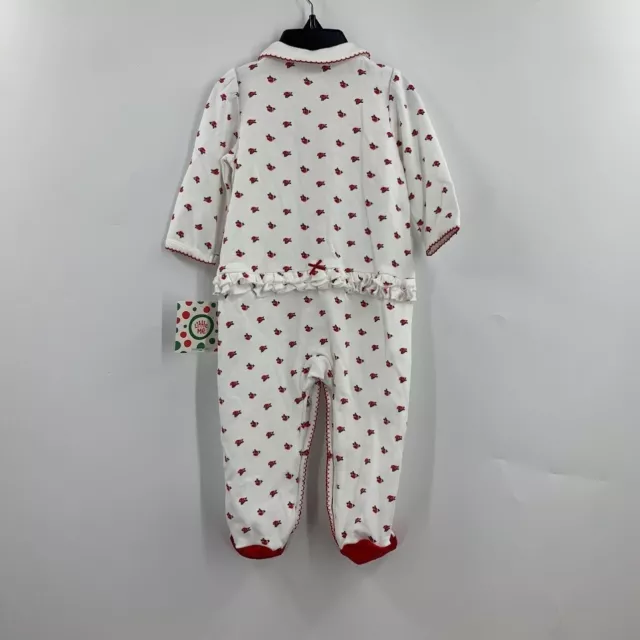 Little Me Girls My 1st Christmas Holiday Cotton Roses 2 Piece PJ's W Hat SZ 9M 2