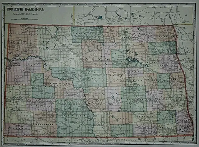 Vintage 1907 Atlas Map ~ NORTH DAKOTA ~  Old & Authentic ~ Free S&H