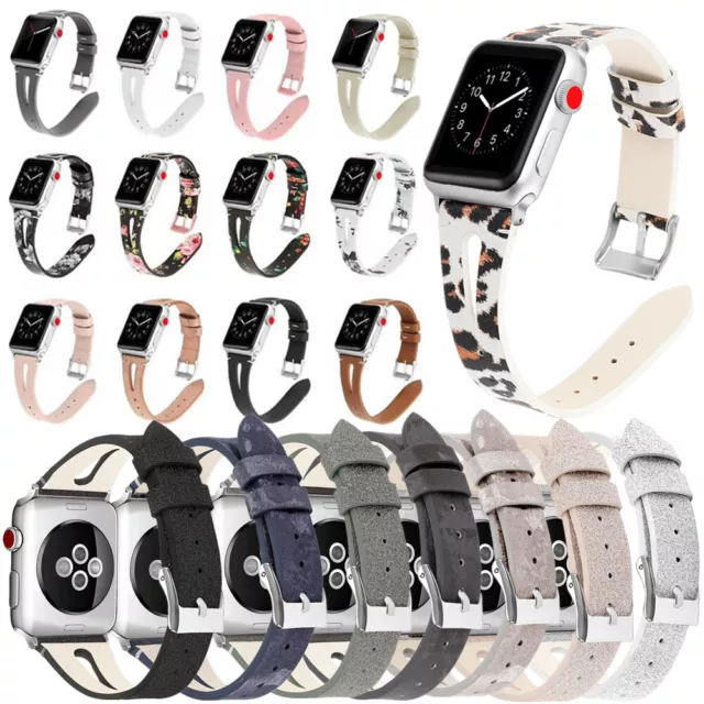 Slim Genuine Leather Wrist Strap for iWatch Apple Watch Band Series 7/6/5/4 3/2