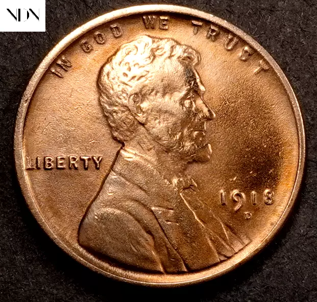 1918-D Lincoln Wheat Penny Cent - Gem BU (red) - #W3113