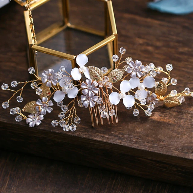 La Mariée Peigne À Fleurs Peignes Cheveux Pour Femmes Décoratifs Feuille D'or
