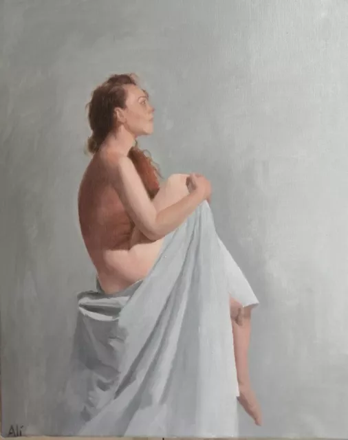 Stupendo olio su tela originale NUDO DI DONNA arte contemporanea quadro pittura