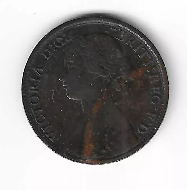 Queen Victoria Bun Head Farthing 1/4d 1863 Victorian British Coin