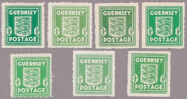 Guernsey 1 a-g alle 7 Farben postfrisch, mit Befund Brunel VP